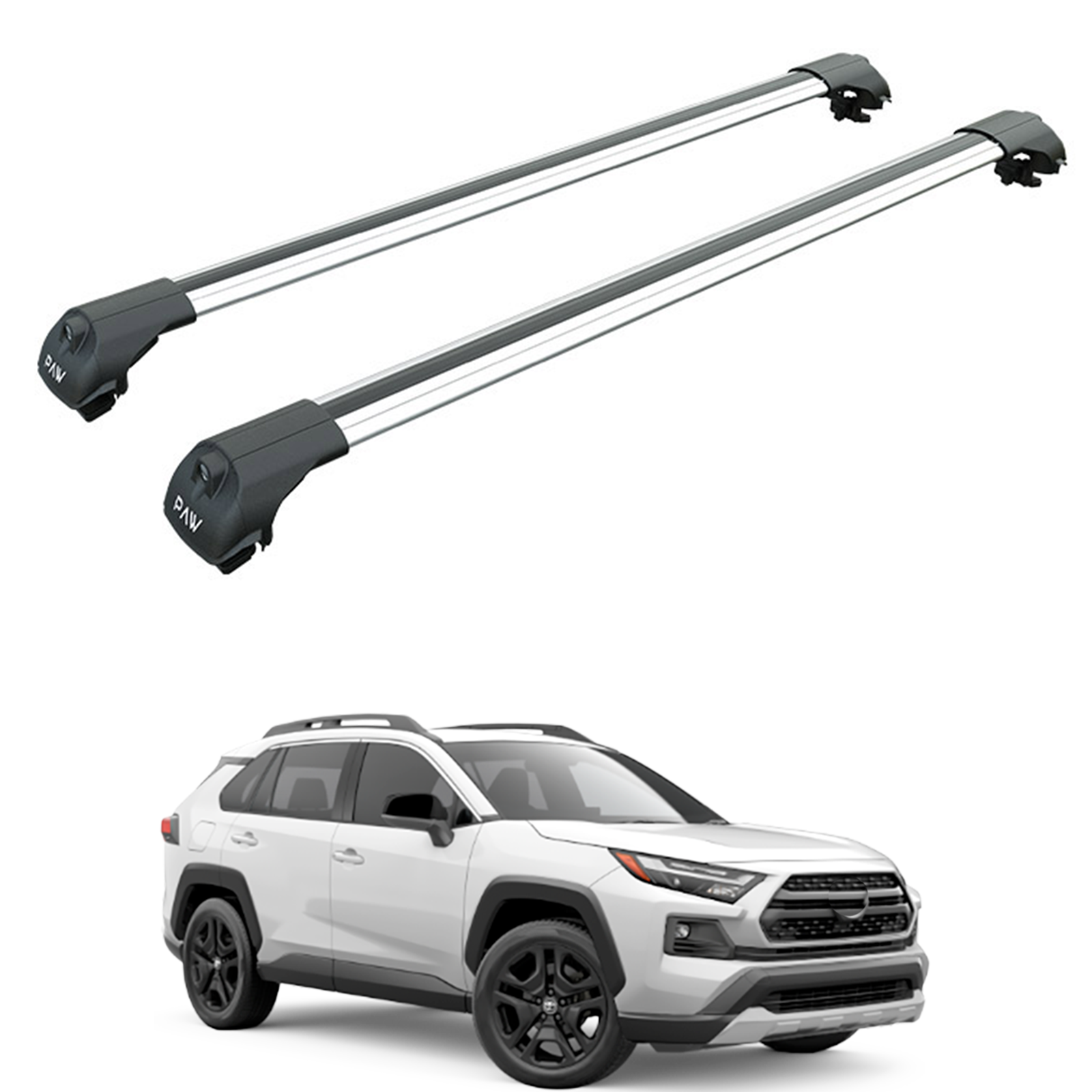 For Toyota Rav4 Adventure 2019-2025 Roof Rack Cross Bars Raised Rail Alu Silver