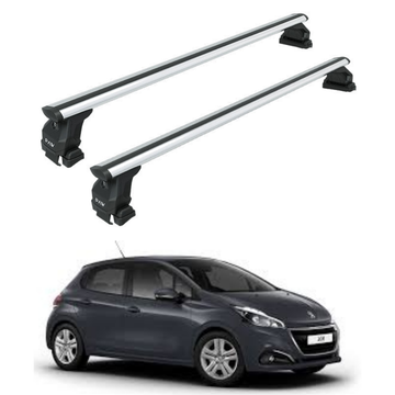 Peugeot 208 (2012-2019) Roof Rack System, Aluminium Cross Bar, Normal Roof, Silver