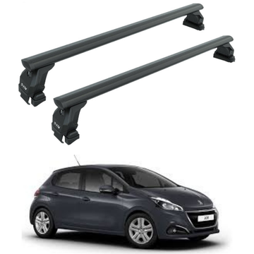 Peugeot 208 (2012-2019) Roof Rack System, Aluminium Cross Bar, Normal Roof, Black