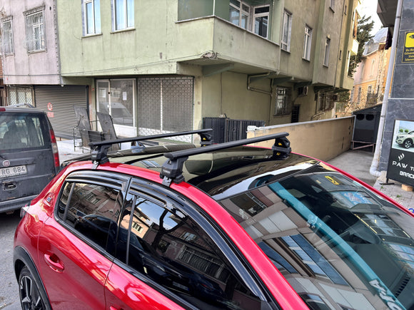 Peugeot 208 (2012-2019) Roof Rack System, Aluminium Cross Bar, Normal Roof, Black