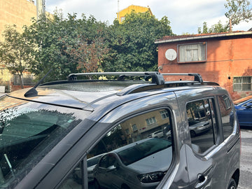 For Fiat Doblo 2023-2026 Roof Rack System, Aluminum Cross Bar, Flush Rail, Silver - 0