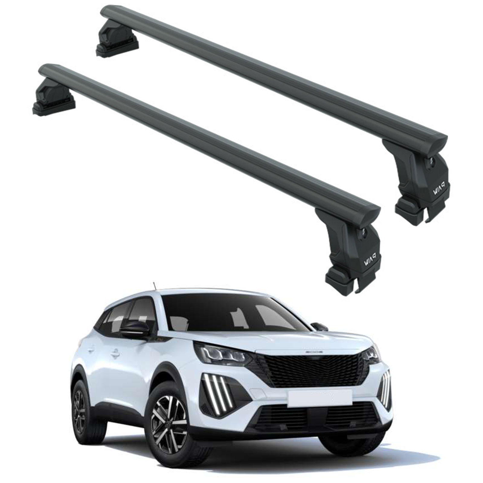 For Peugeot 2008 2020- Up Roof Rack Cross Bars Normal Roof Alu Black