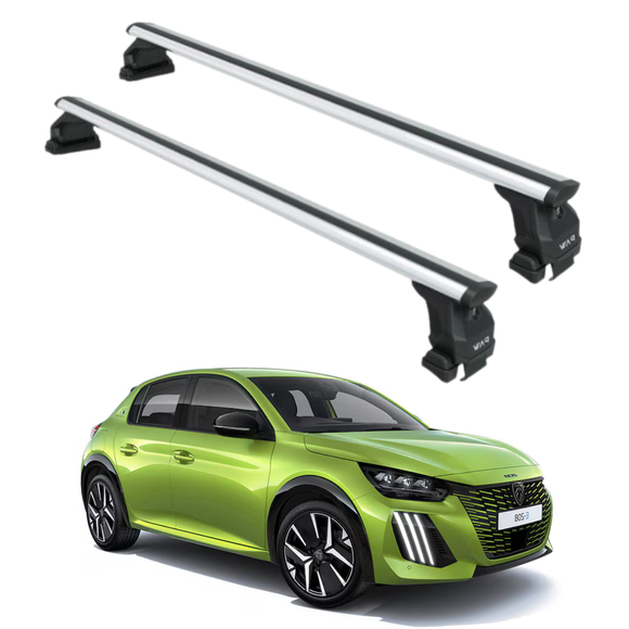 For Peugeot 208 2019-2026 Roof Rack System, Aluminium Cross Bar, Normal Roof, Silver
