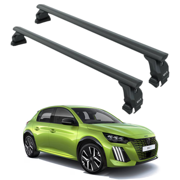 For Peugeot 208 2019-2026 Roof Rack System, Aluminium Cross Bar, Normal Roof, Black