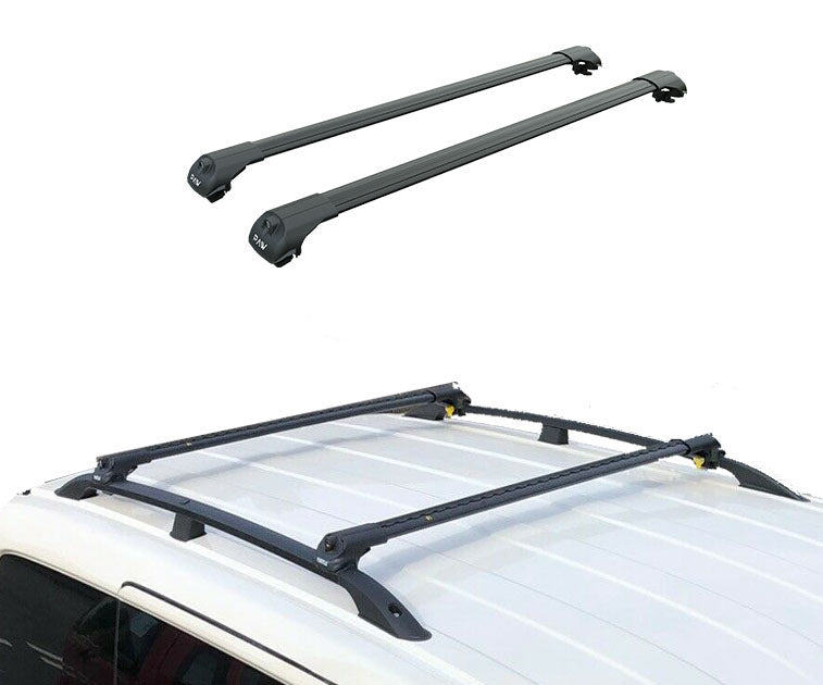For Volkswagen Caddy Maxi V 2020-Up Roof Side Rails and Roof Rack Cross Bar Alu Black