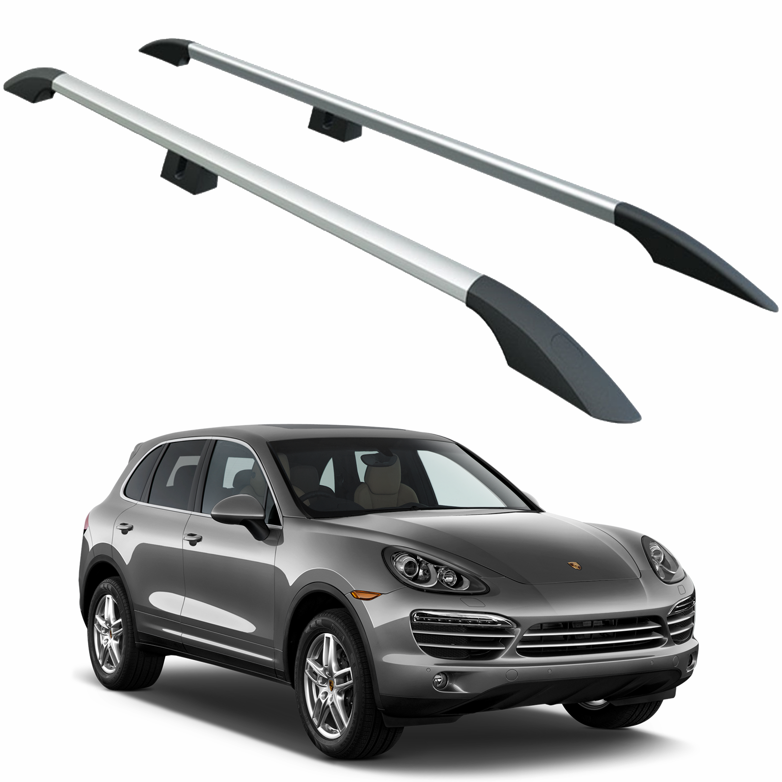 Silver Rails For Porsche Cayenne (9PA) 2002-2010 Roof Rails Baggage Luggage Rack Ra ...