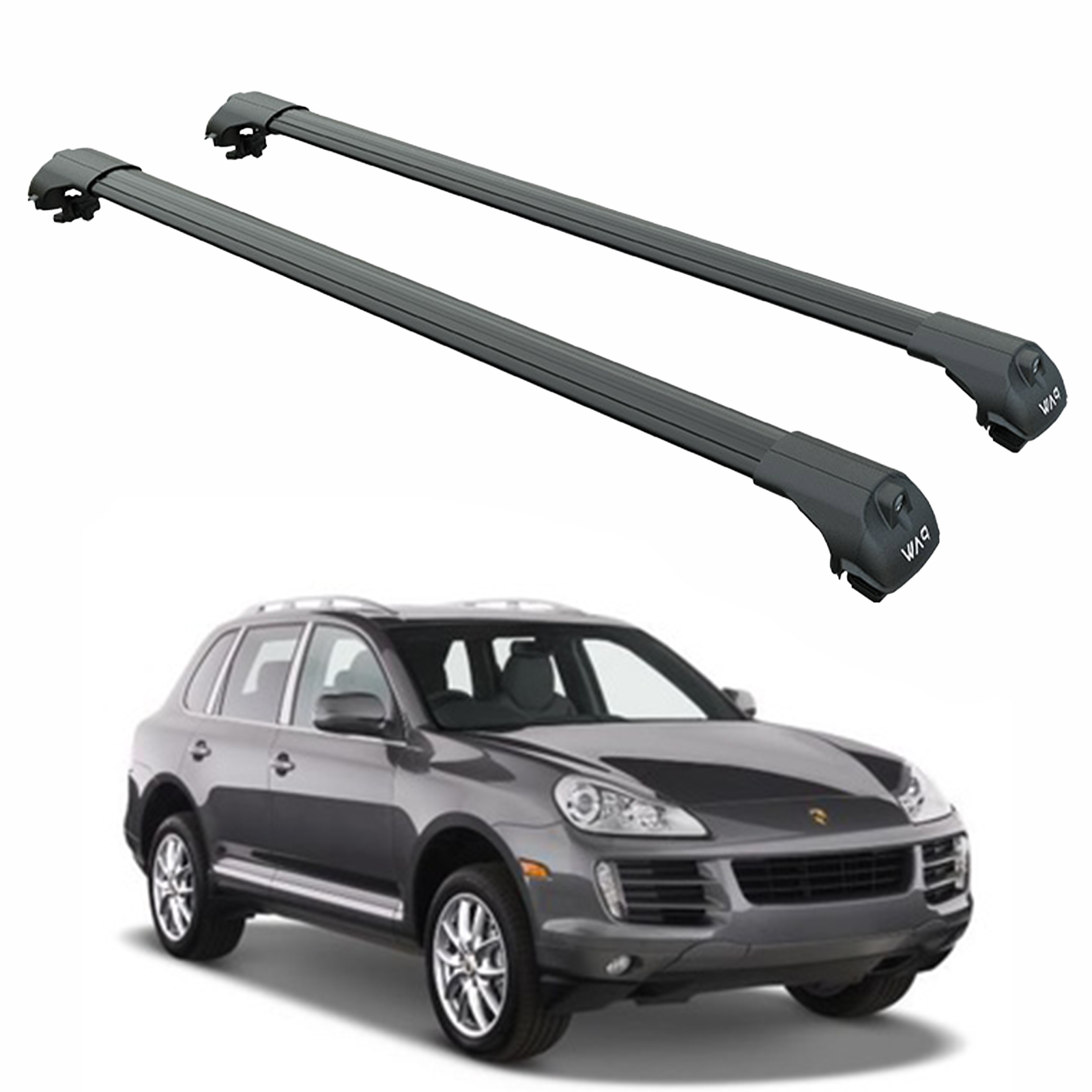 For Porsche Cayenne (9PA) 2007-2010 Roof Rack Cross Bars Raised Rail Alu Black