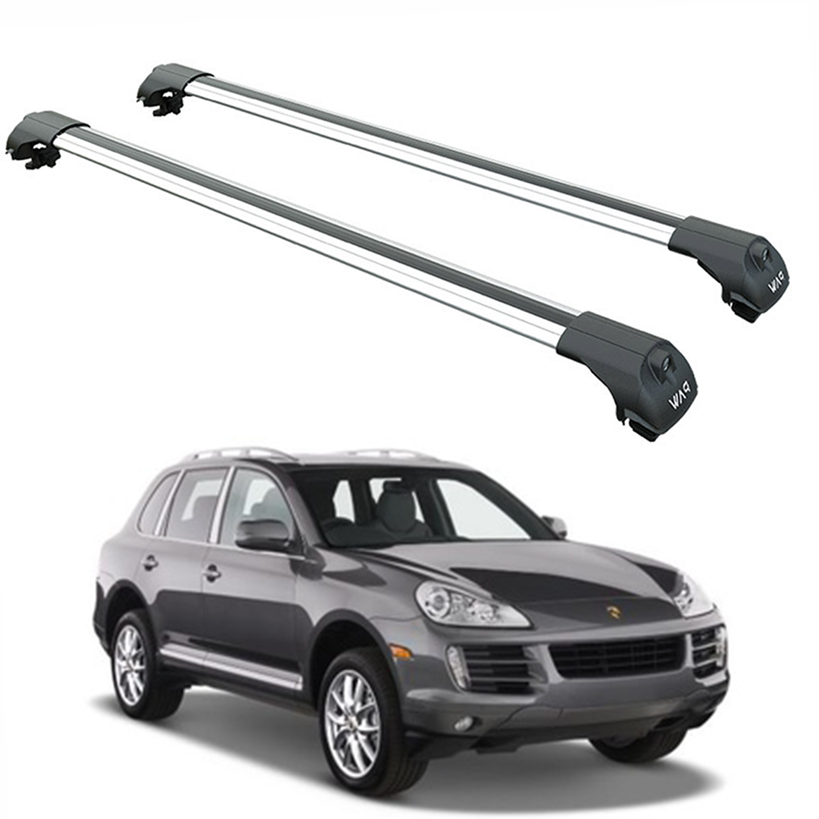 For Porsche Cayenne (9PA) 2007-2010 Roof Rack Cross Bars Raised Rail Alu Silver