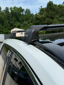Roof rack system on a car with trees in the background