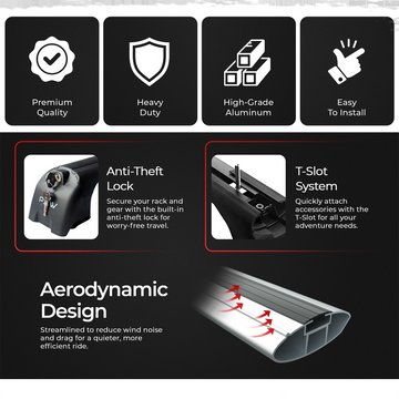 For Acura ZDX 2024-2025 Roof Rack Cross Bars Flush Rail Point Alu Black - 0