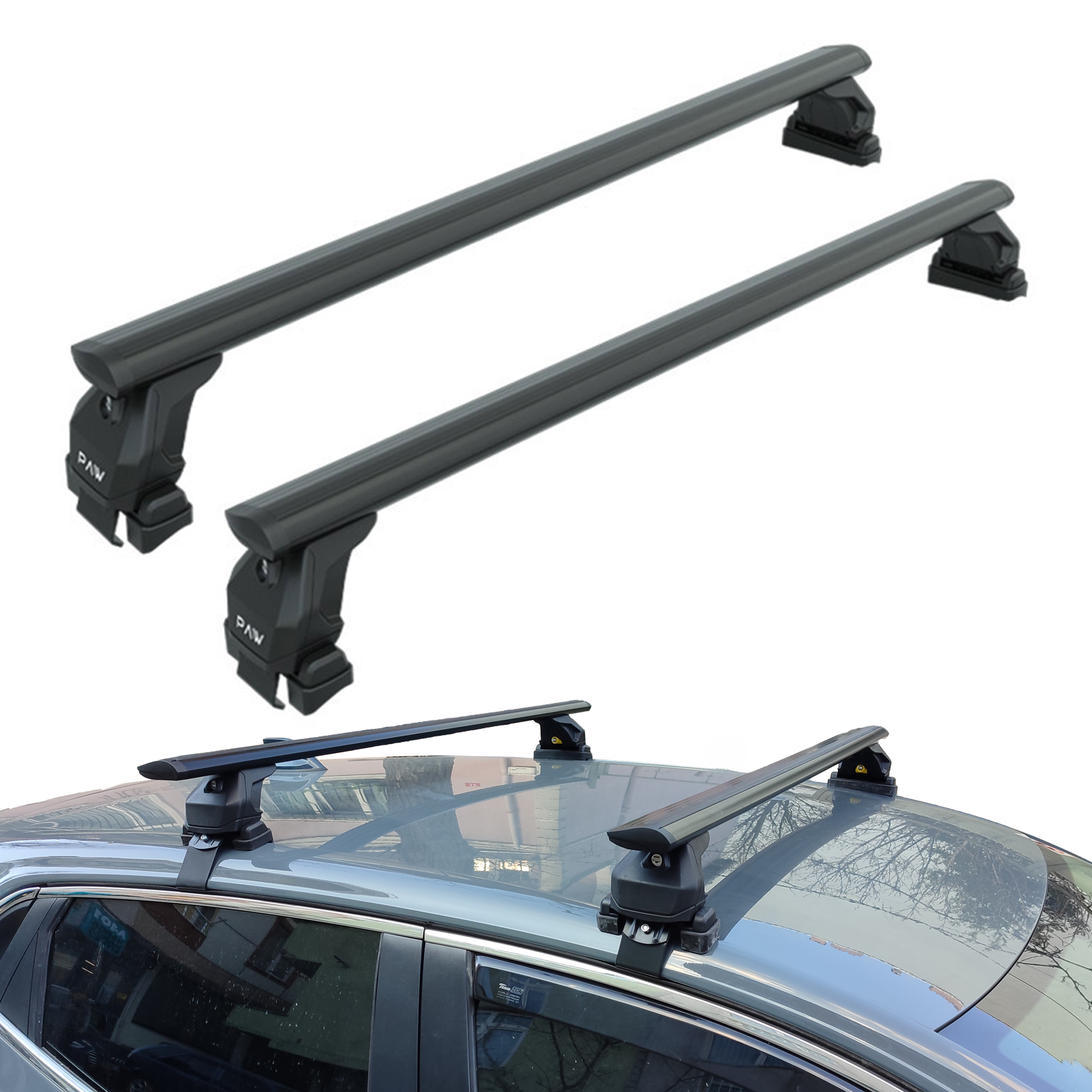 Roof Rack Cross Bars for Naked Roofs - 47" Adjustable Window Frame Crossbars for Cars Without Rails | Bare Roof Rack System Compatible with Most Sedan & SUV Models | Black - 0