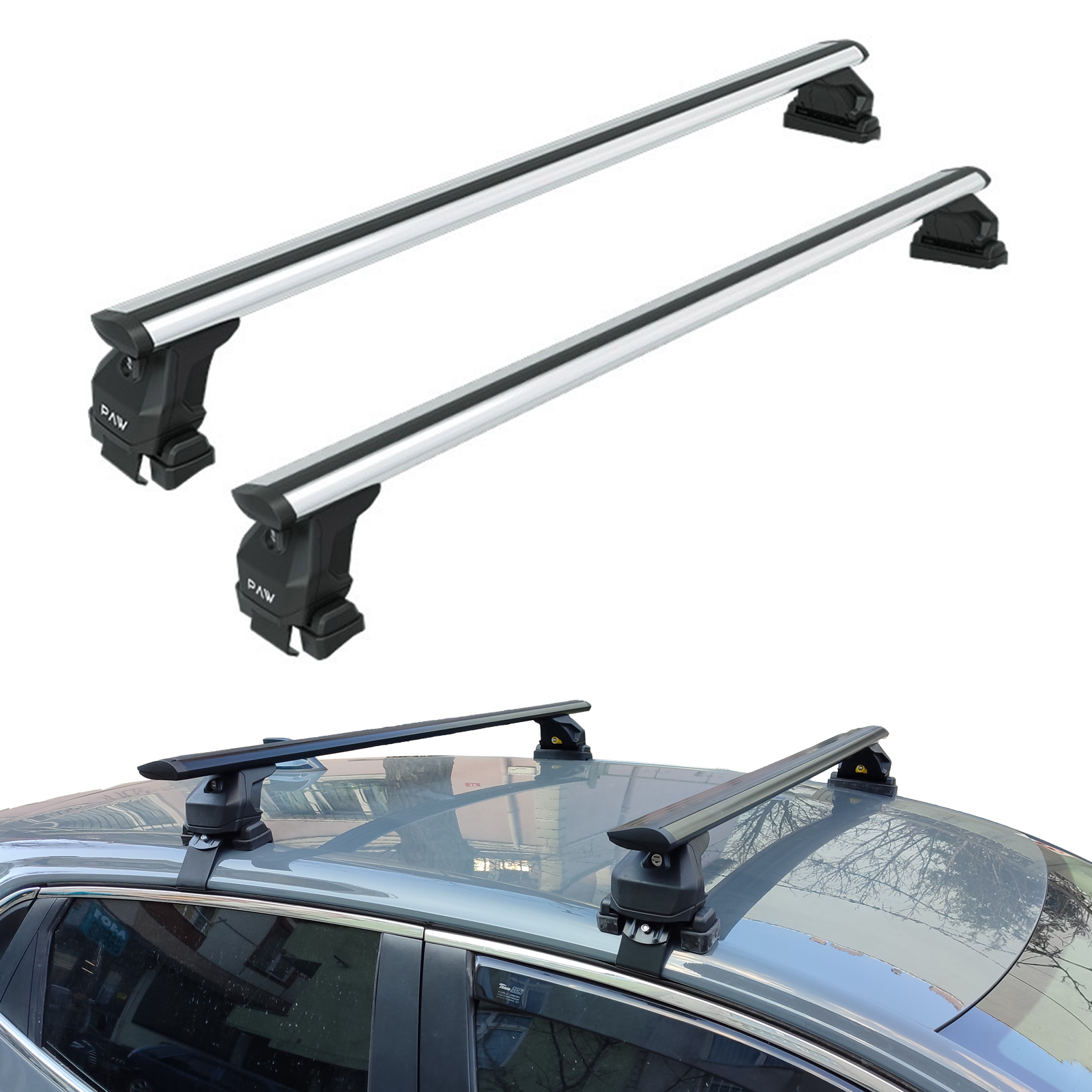 Roof Rack Cross Bars for Naked Roofs - 47" Adjustable Window Frame Crossbars for Cars Without Rails | Bare Roof Rack System Compatible with Most Sedan & SUV Models | Black