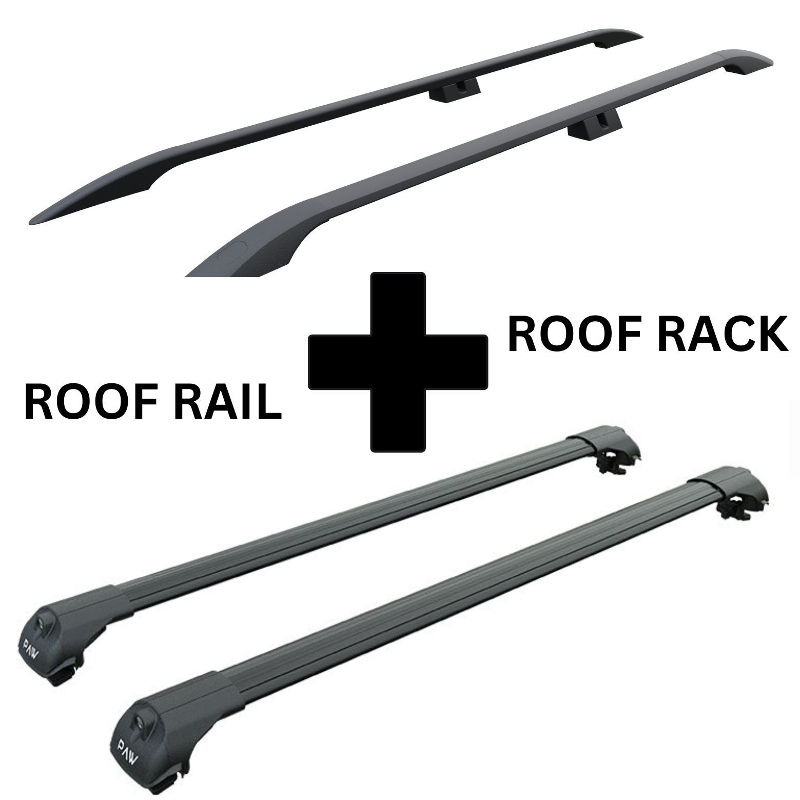 For Volkswagen Transporter (T5) SWB 2003-15 Roof Rails and Roof Rack Cross Bar Alu Black