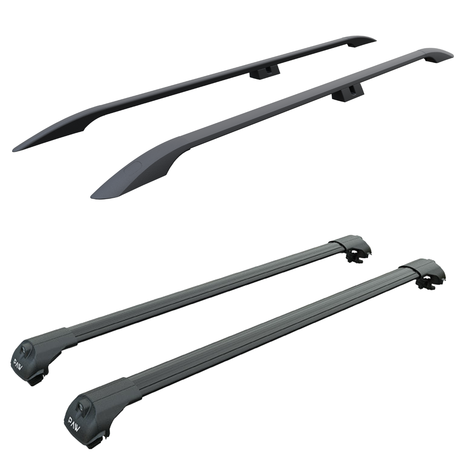 For RAM ProMaster City 2015-Up Roof Side Rails and Roof Rack Cross Bars Alu Black-1