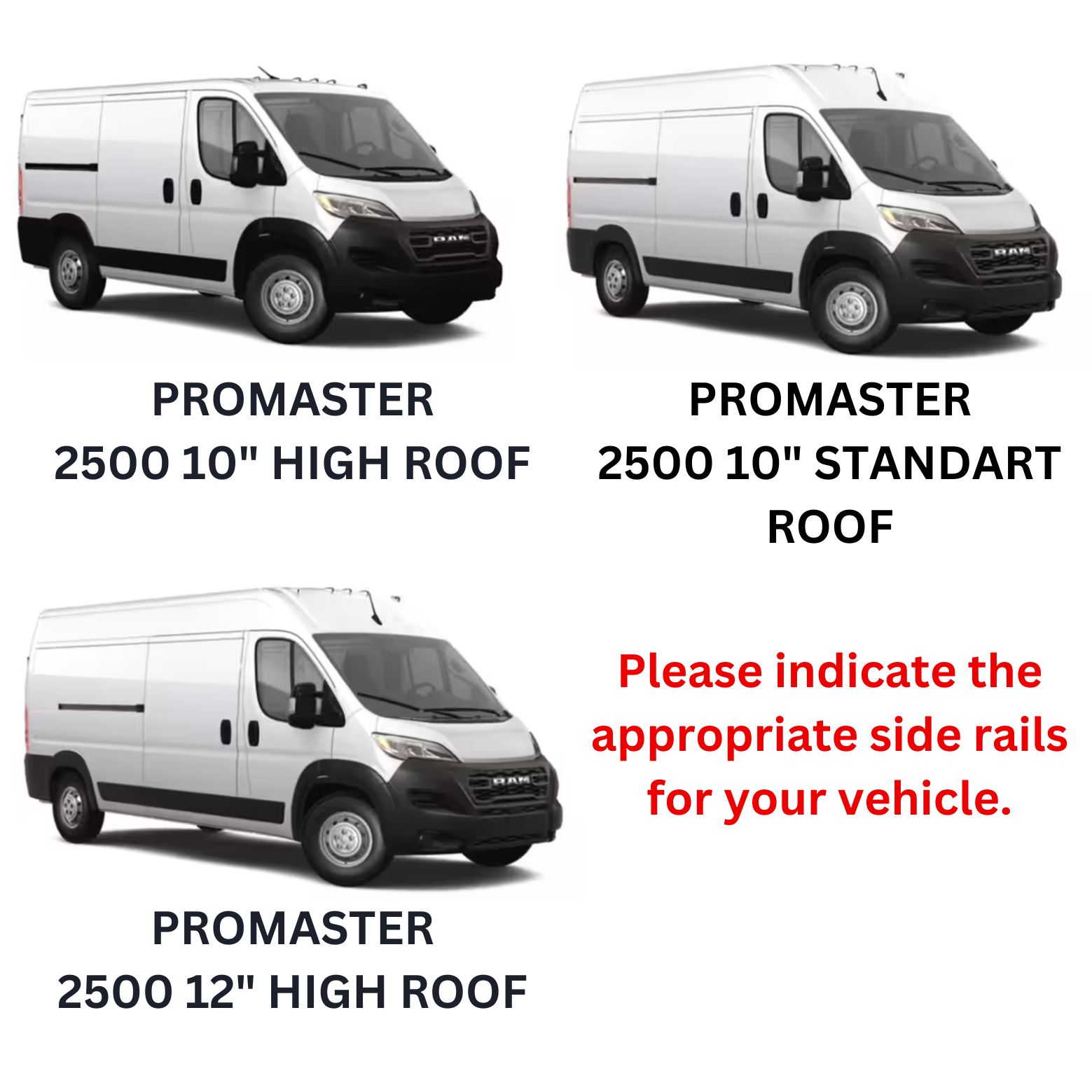 For RAM ProMaster 2500 2015-Up Roof Side Rails Ultimate Style Alu Black - 0