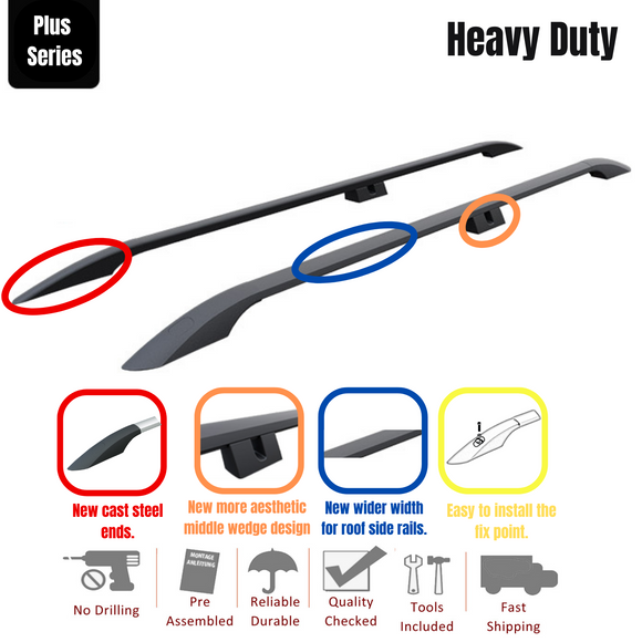 For Bipper Van 2008-Up Roof Rack System Carrier Cross Bars Aluminum Black