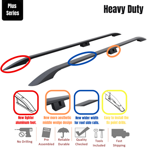 For Toyota Rav 4 2013-2019 Roof Side Rails Ultimate Style Alu Black