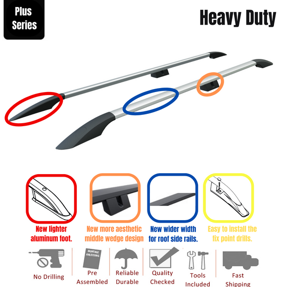 For Volkswagen Transporter T5 LWB 2003-2015 Roof Rails and Roof Rack Cross Bar Silver