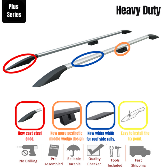 Für Volkswagen Multivan 2015–22 Dachreling und Dachträger-Querstangen Alu Silber