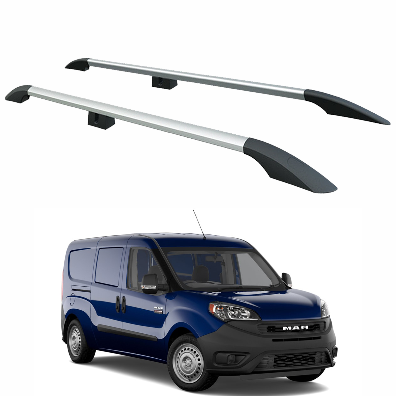 For Ram ProMaster City 2015-2022 Roof Side Rails Ultimate Style Alu Silver