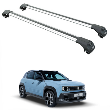 For Renault 4 Roof Rack Cross Bars Raised Rails Silver