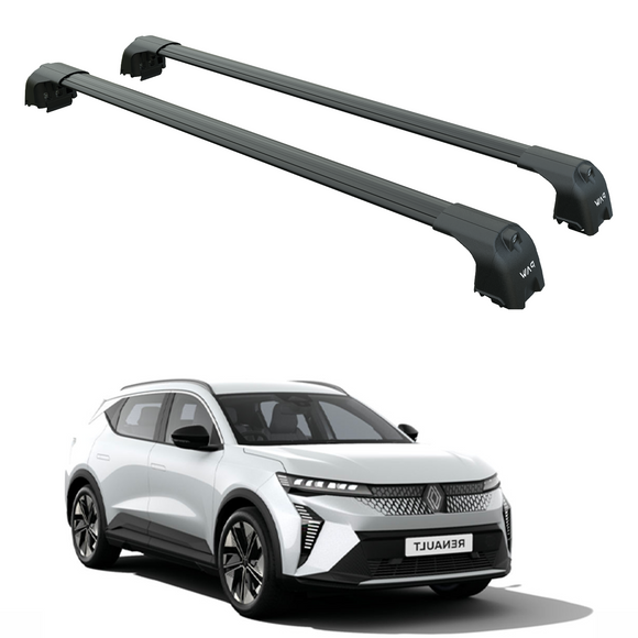 For Renault Scenic (2023-2025) Roof Rack System, Aluminium Cross Bar, Flush Rail, Black