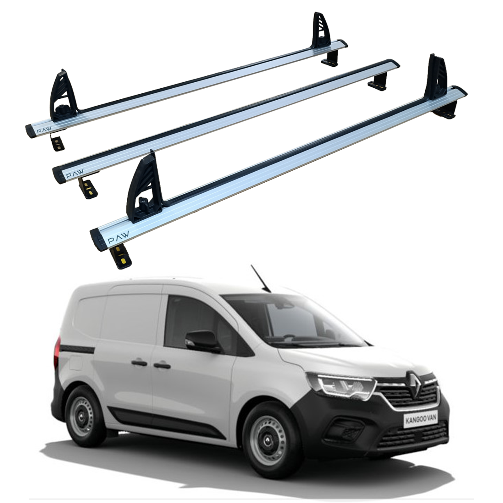 For Renault Kangoo Ladder Roof Rack System Carrier Cross Bars Aluminum Silver 2021-Up