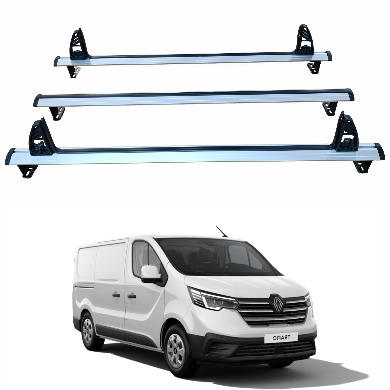 For Renault Trafic X82 Cargo Van (2014–2025) – 3-Bar Aluminum Ladder Roof Rack System