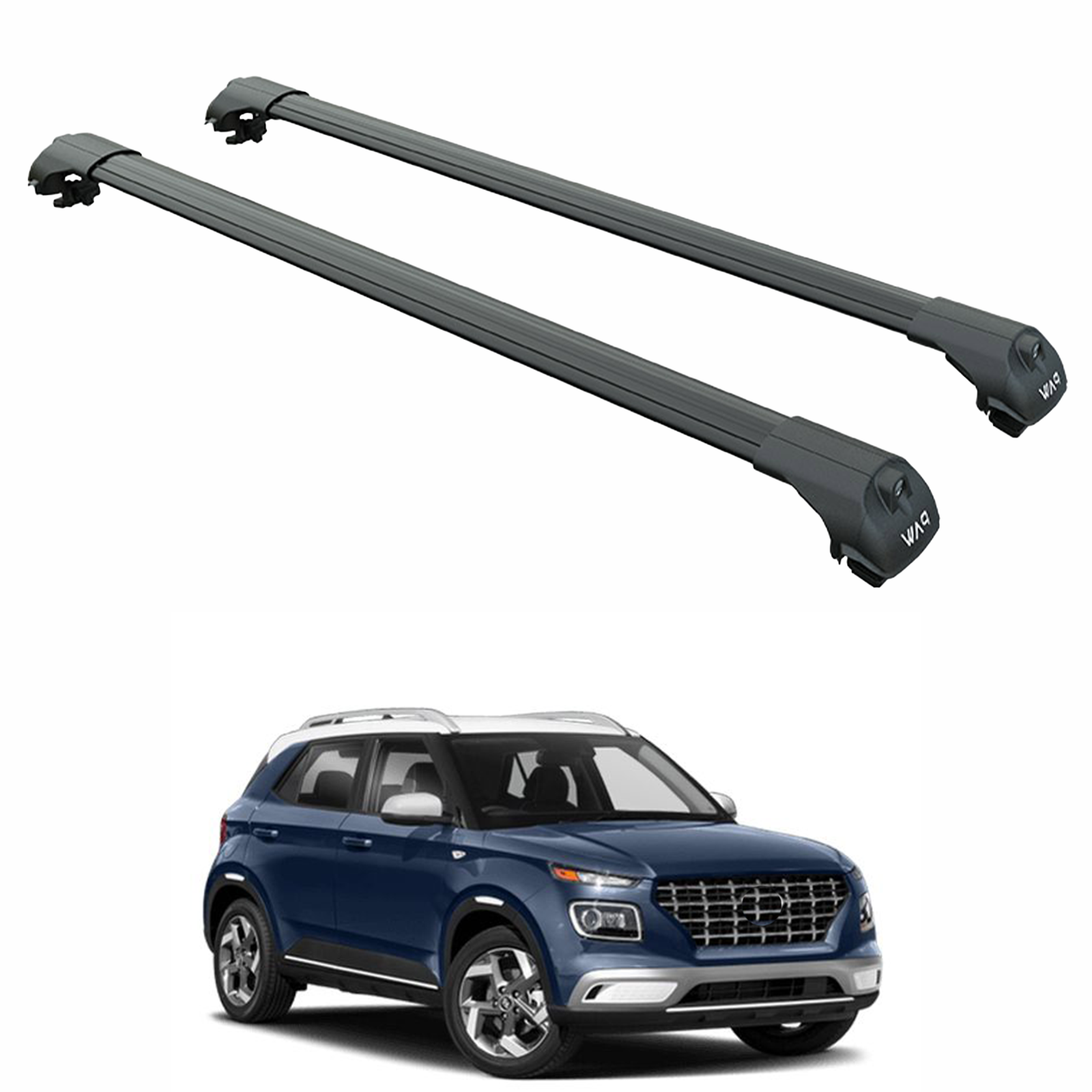 For Hyundai Venue 2020-2025 Roof Rack Cross Bars Raised Rail Aluminum Black