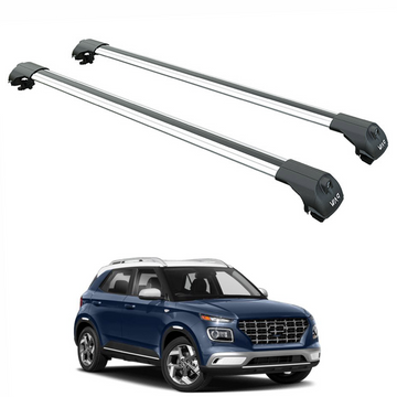 Für Hyundai Venue 2020-Up Dachträgersystem, Aluminium-Querstange, Metallhalterung, abschließbar, Silber