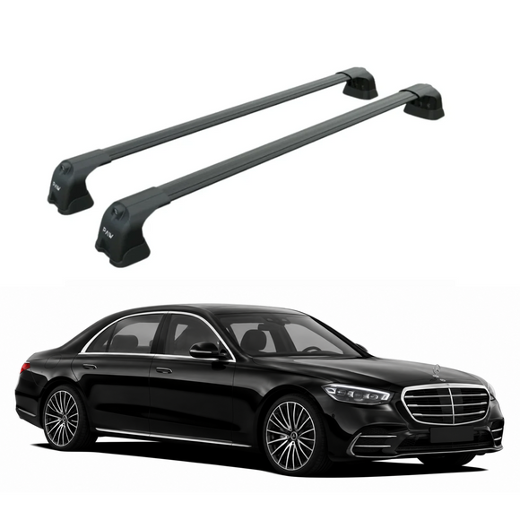 For Mercedes-Benz S-Class (W223) 2021-Up Roof Rack Cross Bars Fix Points, Black