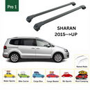 For Volkswagen Sharan 2015-2022 Roof Rack Cross Bar Raised Rail Alu Black-2