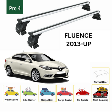 For Renault Fluence 2013-2016 Roof Rack System, Aluminium Cross Bar, Normal Roof, Silver - 0
