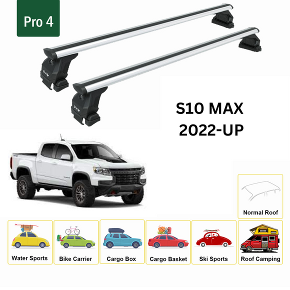 For Chevrolet S10 Max 2022-2025 Roof Rack Cross Bars Normal Roof Alu Silver