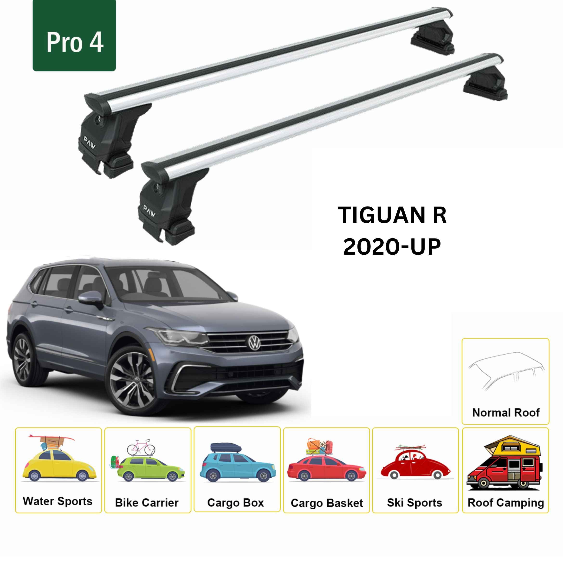 For Volkswagen Tiguan R 2020-Up Roof Rack Cross Bar Normal Roof Alu Silver