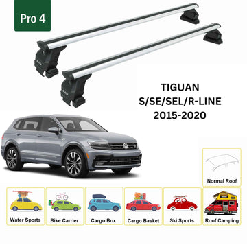 For Volkswagen Tiguan 2015-2020 Roof Rack Cross Bar Normal Roof Alu Silver - 0