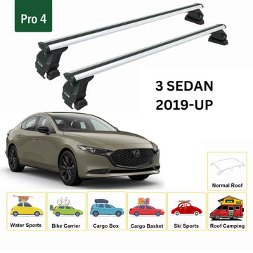 For Mazda 3 Sedan 2019-2025 Roof Rack Cross Bars Normal Roof Alu Silver - 0