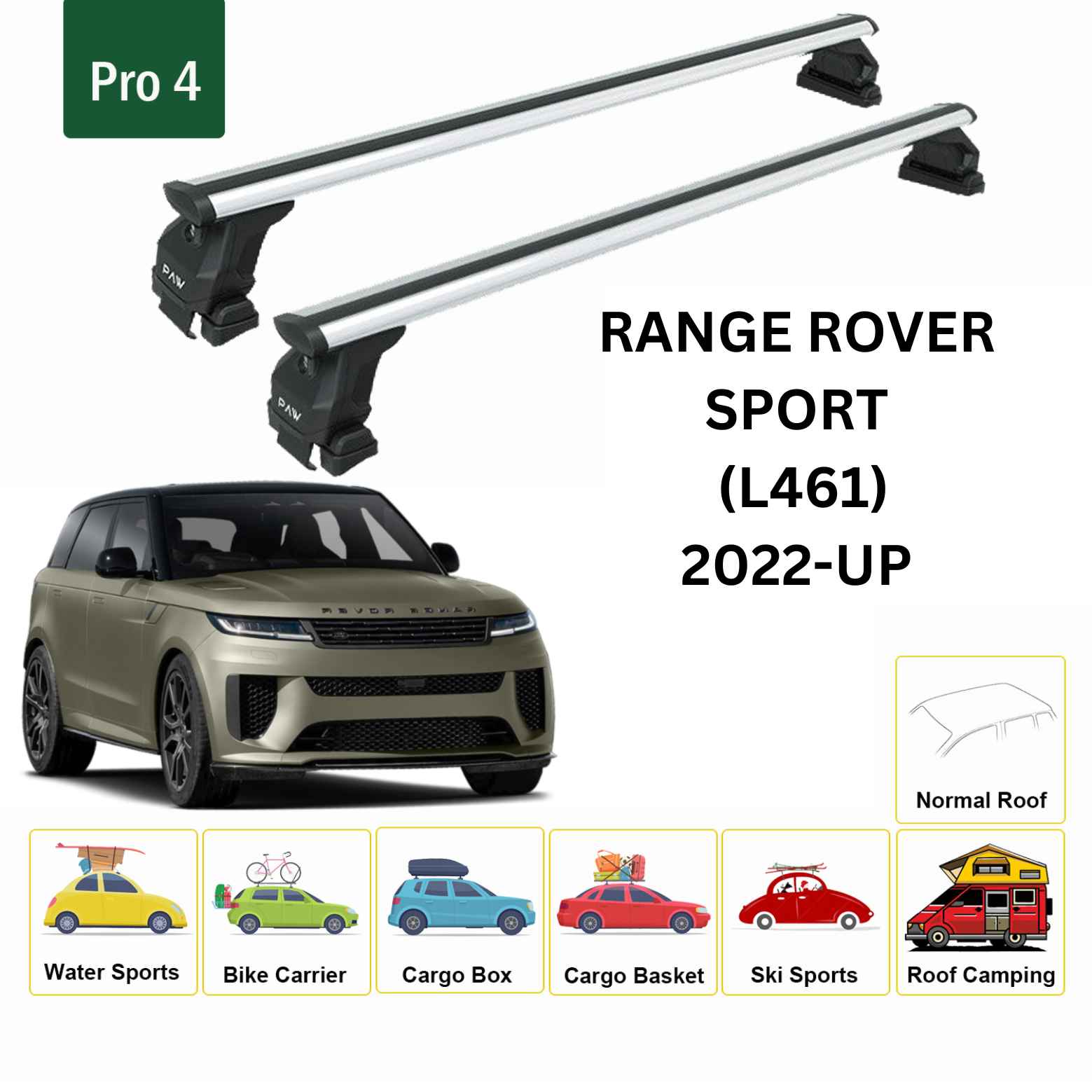 For Land Rover Range Rover Sport (L461) 2022-Up Roof Rack Cross Bars Normal Roof Alu Silver - 0