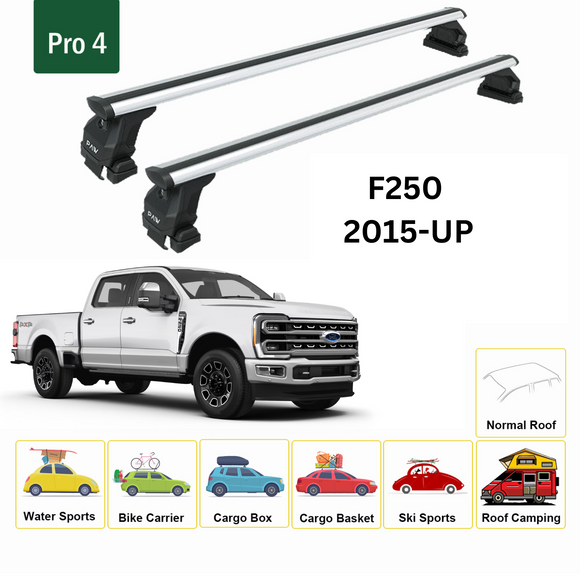 For Ford F250 2017-2022 Roof Rack Cross Bars Normal Roof Alu Silver