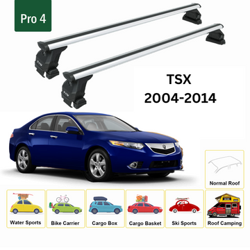 For Acura TSX 2004-2014 Roof Rack Cross Bars Normal Roof Alu Silver - 0