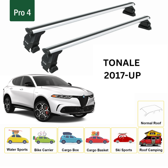 444. Kompatibel mit abschließbaren Aluminium-Dachträgern für Fahrzeuge mit Standarddach Toros Pro 4 Silver