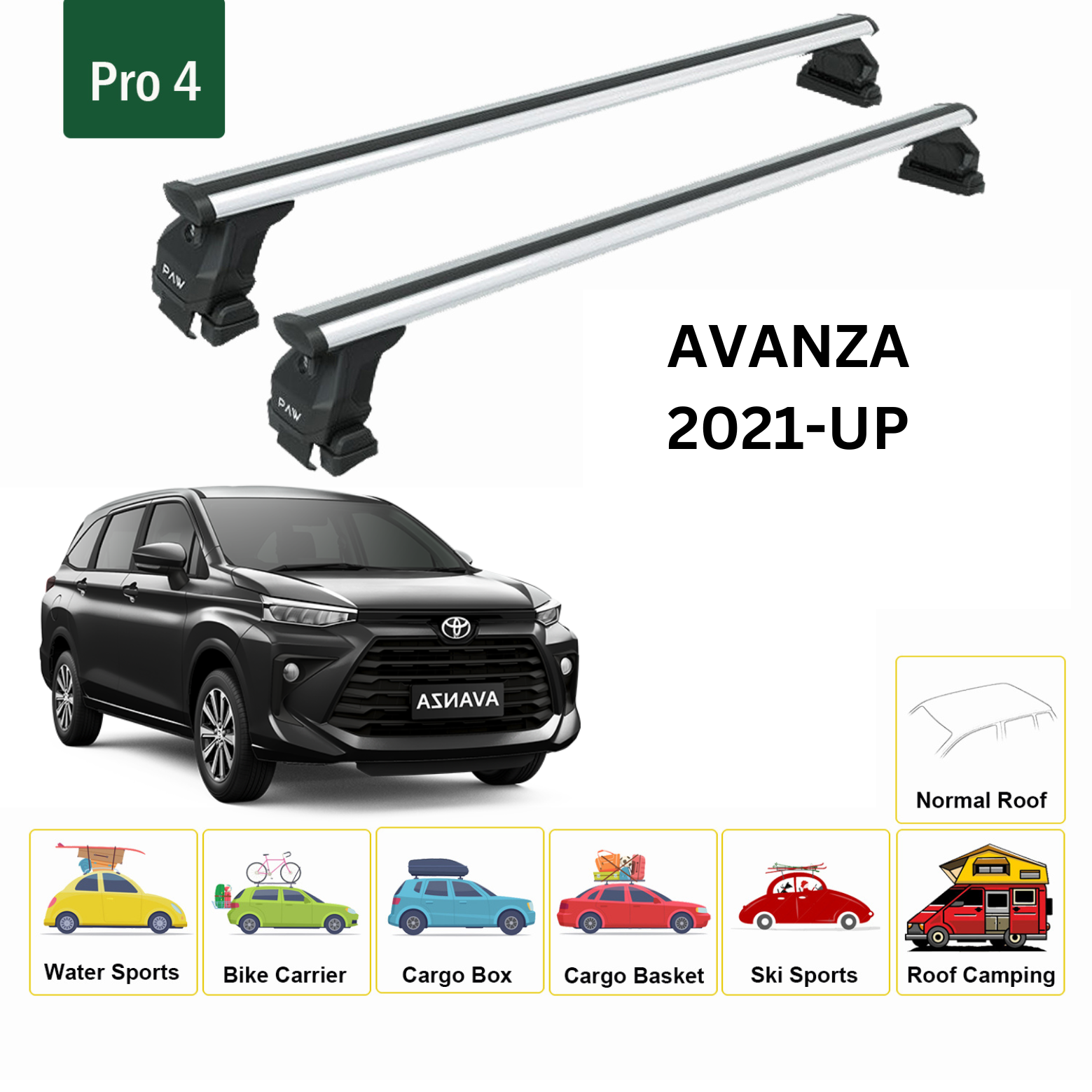 For Toyota Avanza 2021-Up Roof Rack Cross Bars Normal Roof Alu Silver - 0