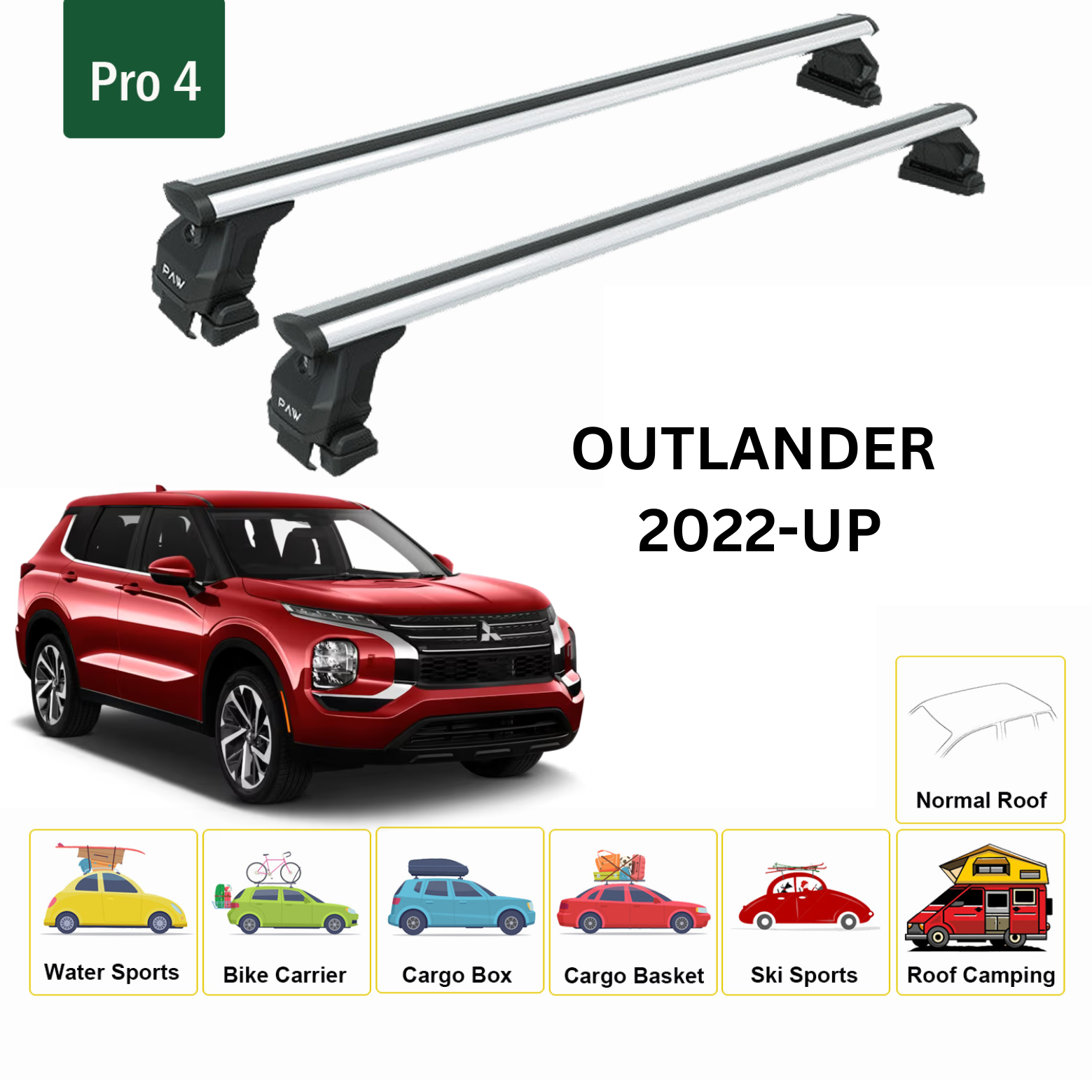 For Mitsubishi Outlander 2022-Up Roof Rack Cross Bars Normal Roof Alu Silver
