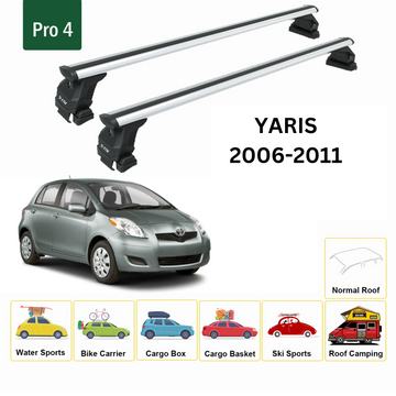 For Toyota Yaris HB 2006-2011 Roof Rack Cross Bars Normal Roof Alu Silver - 0