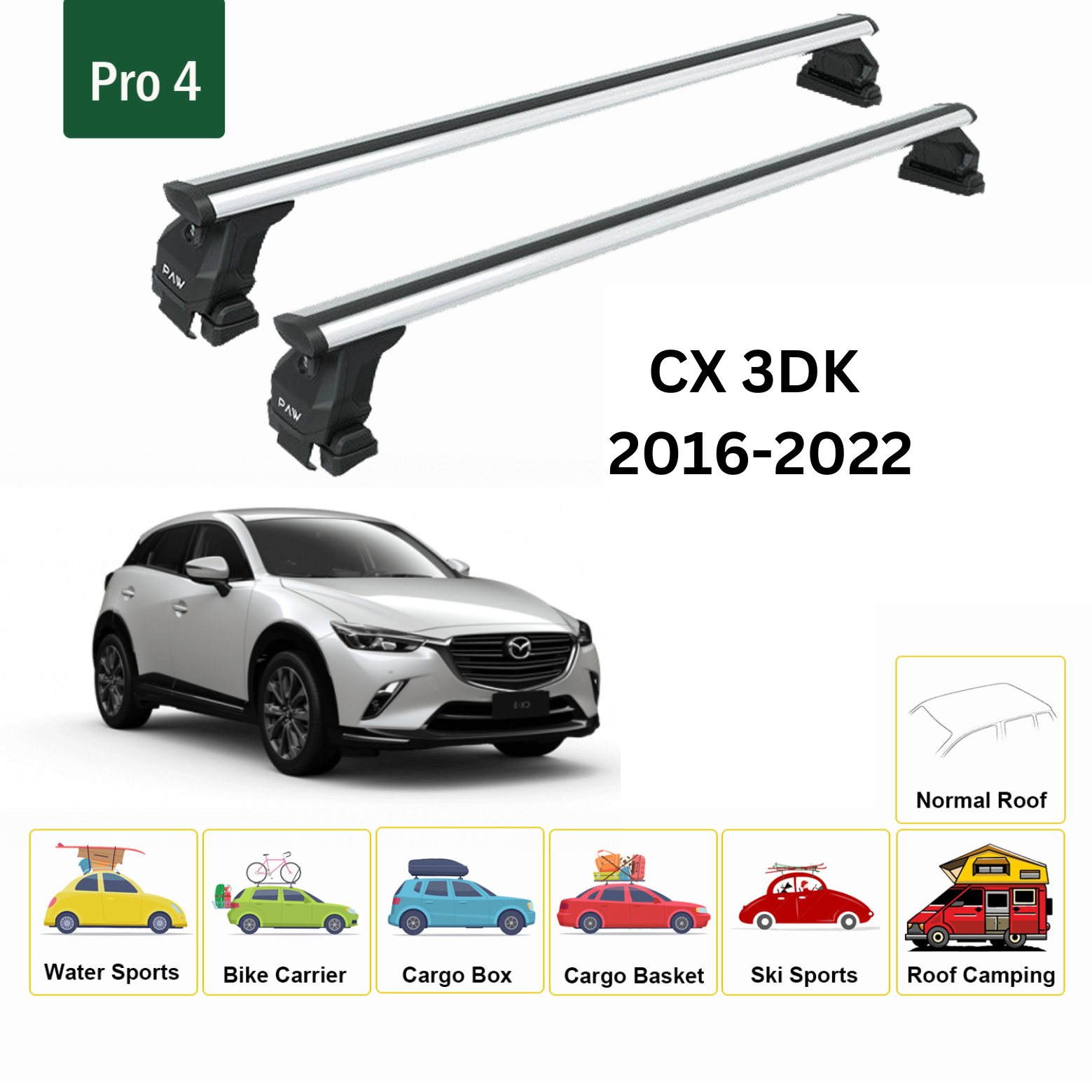 Roof Rack Mazda CX-3 DK 2016-22 Black Toros Trade LLC