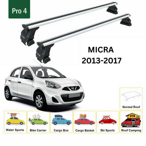 For Nissan Micra K13 2013-2017 Roof Rack Cross Bars Normal Roof Alu Black