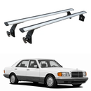 For Mercedes-Benz S-Class (W126) 1979-1991 Roof Rack Cross Bars Rain Gutters, Silver-1