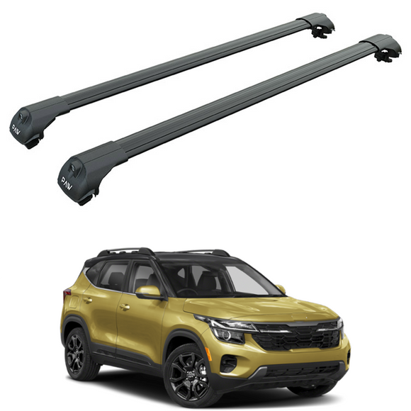 For Kia Seltos X Line (2021-2025) Roof Rack Cross Bars Raised Rail, Black