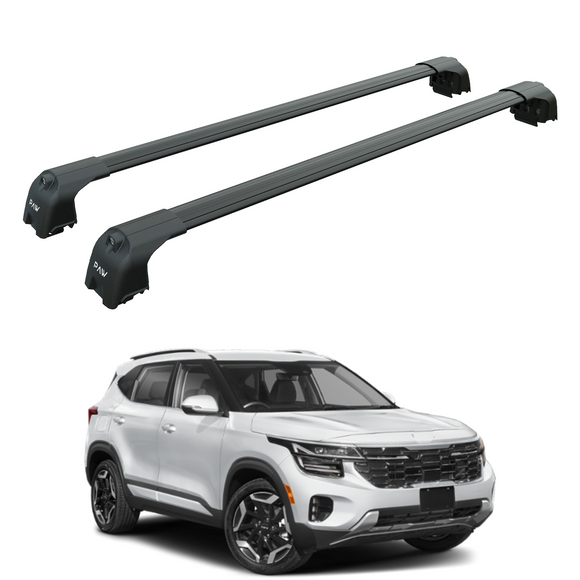 For Kia Seltos Roof Rack Cross Bars Flush Rail, Black