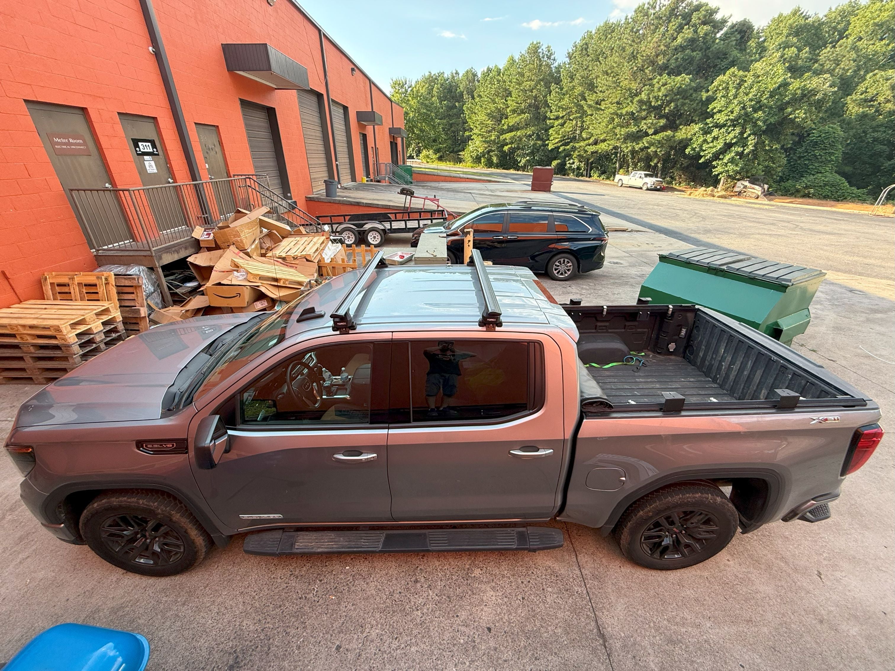 Für GMC Sierra 2500 2020-Up Dachträgersystem, Aluminium-Querstange, Metallhalterung, abschließbar, Schwarz 